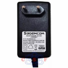 Fonte de Alimenta��o 12Volts 2,0Amperes SAGECOM 2Amperes P4 2,1x5,5 (+)Usado Cinebox Duosat Azamerica etc.