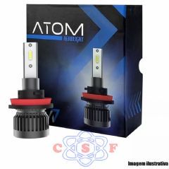 Kit Lmpada Farol Led R8 M7 Atom HB 50W 12V a 24V Lumens 7400 par 6500K Menor Lmpada do Mercado