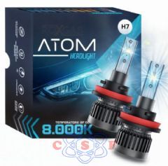 Kit L�mpada Farol Led R8 M7 Atom H7 8000K 50W 12 Volts Lumens 7400 par Menor L�mpada do Mercado