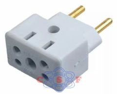 Adaptador Entra 2 Pinos 10 Amperes Sai 2 Femea 10 A + 2 Femeas 20 A Material Louça