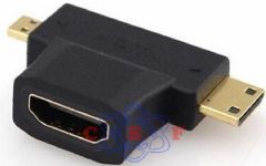 Adaptador Hdmi Femea Para Mini e Micro Hdmi Macho