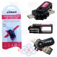 Adaptador Leitor Micro SD Otg Usb + Micro Usb V8 Xtrad XT 2119