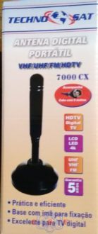 Antena Interna Digital Tecno Sat HDTV 2-8DB Base com imã cabo 5 metros