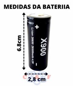 Bateria 4,2V para Lanterna Led X 900 X 26650 a 12000 mah