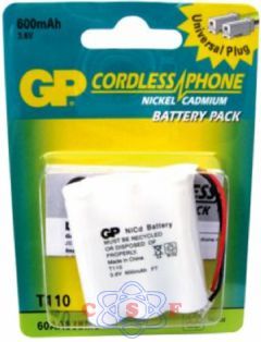Bateria Recarregável para Telefone sem fio GP T110 3,6V 600mAh AA