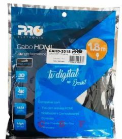 Cabo HHDMI Pro Eletronic Alta Performance 2,0 1,80 metros preto CAHD-2018