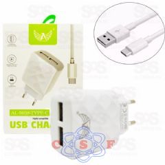 Carregador Celular Altomex Carga Rapida 5,1 Amperes Bivolt Saida USB 5 Volts AL 9058C Cabo USB + Tipo C