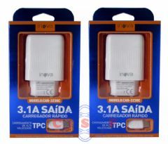 Carregador Rapido Inova 3,1 Amperes 2 USB + Cabo Tipo CAR 3160C