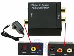 Conversor de udio Digital Knup (Toslink/ptico ou Coaxial) para Analgico (RCA L/R)