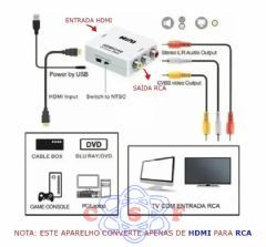 Converter Conversor HDMI para AV/RCA Audio e Video