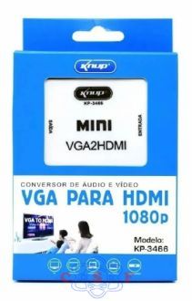 Converter Conversor Knup VGA para HDMI com AUDIO Aufio LR