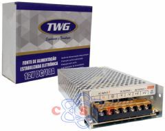 Fonte Chaveada TW 1210 FG 12 Volts 10 Amperes carcaça de Metal Colmeia Entrada Bivolt Saida 12 V
