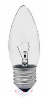 Lampadas Vela Lisa Clara 25 watts 220 Volts Soquete E27 Utilizada em lustres abajur spots luminrias etc?Bulbo de vidro com filamento em tungstnio e soquete de material no ferroso.