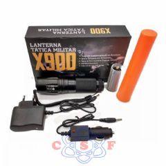 Lanterna Ultra Leds X900 Zoom Tática militarRecarregável com Carregador