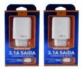 Carregador Rapido Inova 3,1 Amperes 2 USB + Cabo Tipo CAR 3160C