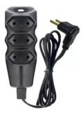 Extenso Mega Plug 3 Tomadas 5 Metros Cordo Paralelo Preto 2 x 0,75 10A 2 Pinos